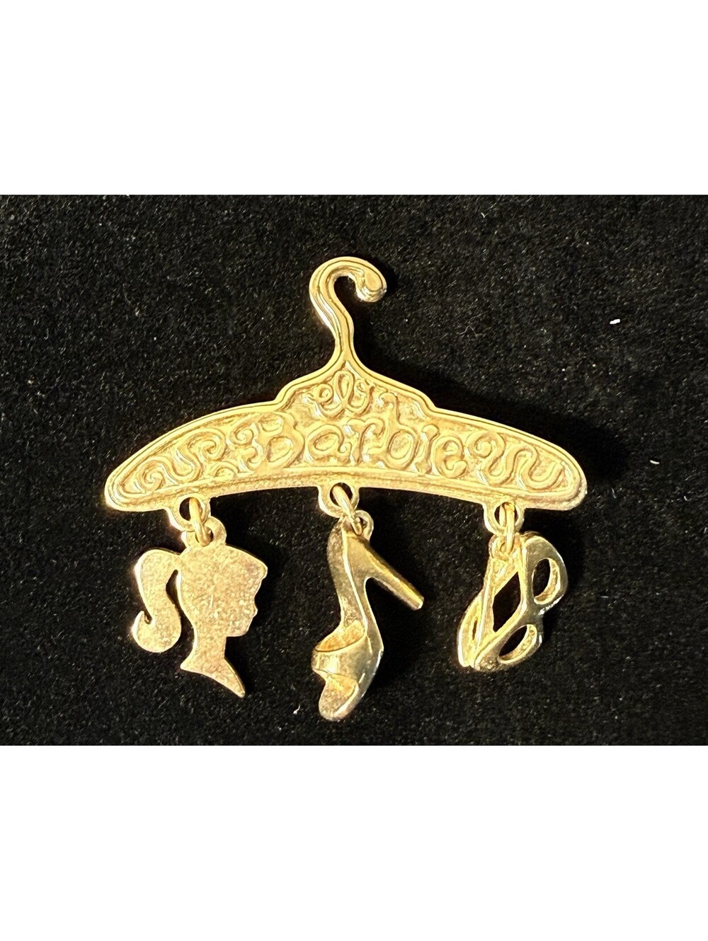 Barbie Charm Pin VTG Gold Tone Vintage Dangle silhouette sunglasses High Heels